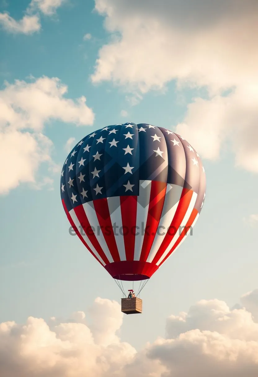 Picture of Colorful Hot Air Balloon Flying in the Sky