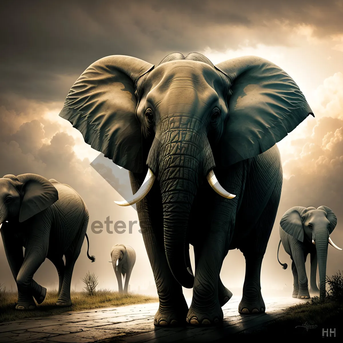 Picture of Majestic tusker roaming in South African wilderness