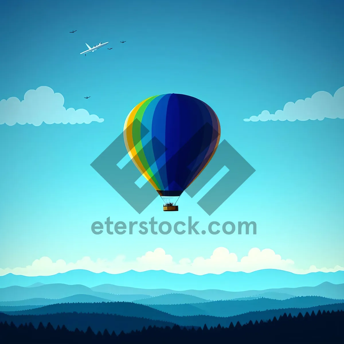 Picture of Colorful Hot Air Balloons Soaring in the Sky