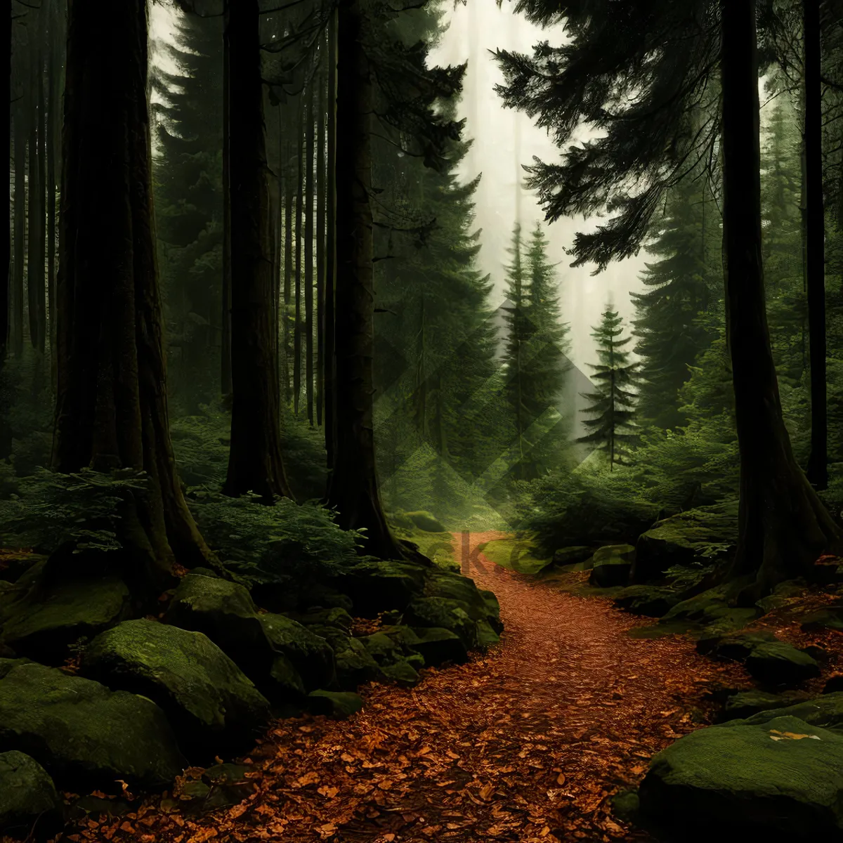 Picture of Sunlit Autumn Path Through Southern Beech Woodland