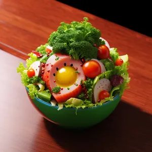 Fresh Salad Plate with Colorful Vegetables & Fruits