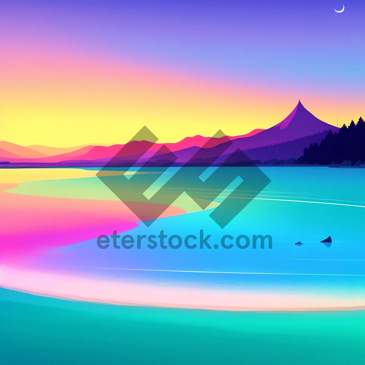 Picture of Colorful Sunset Over the Ocean