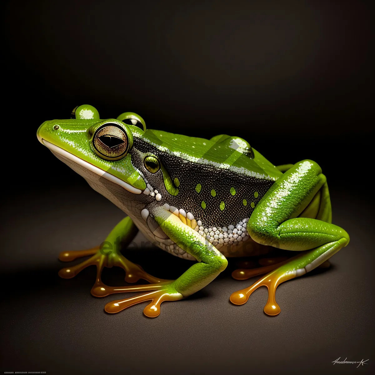 Picture of Vibrant Orange-Eyed Tree Frog Peeking Out