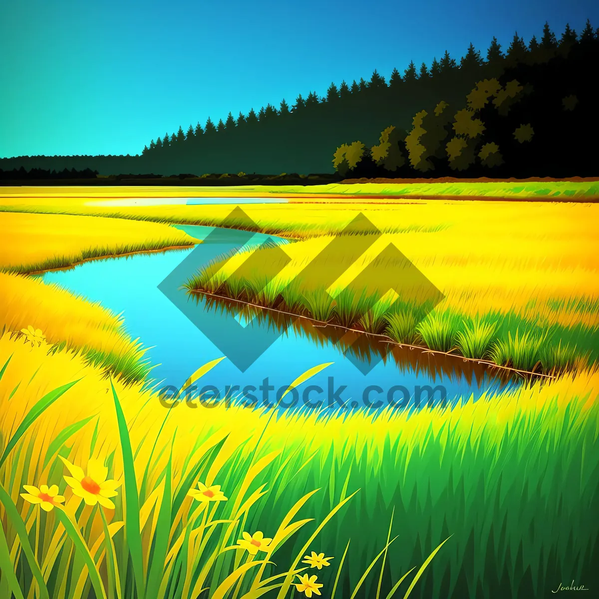 Picture of Serene Summer Sunset Over Blissful Lake