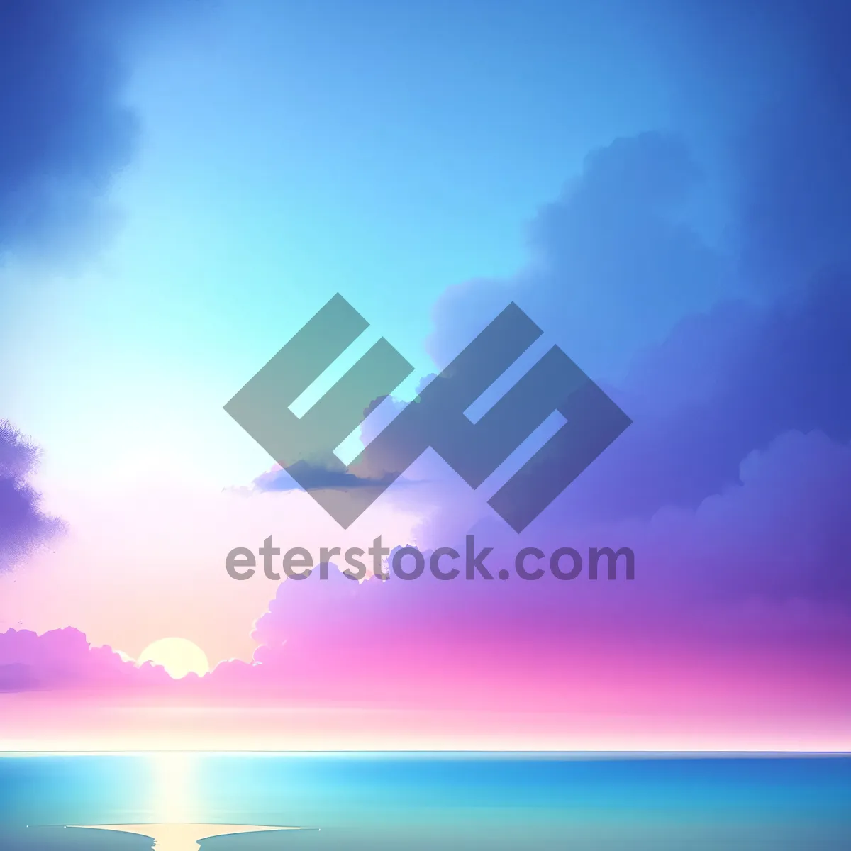 Picture of Serene Summer Skies Embrace Golden Sunset