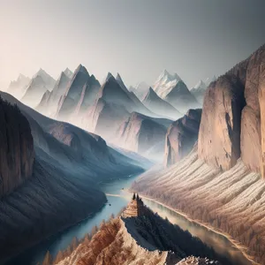 Grand Canyon National Park Scenic Skyline: Majestic Valley and Rock Barrier