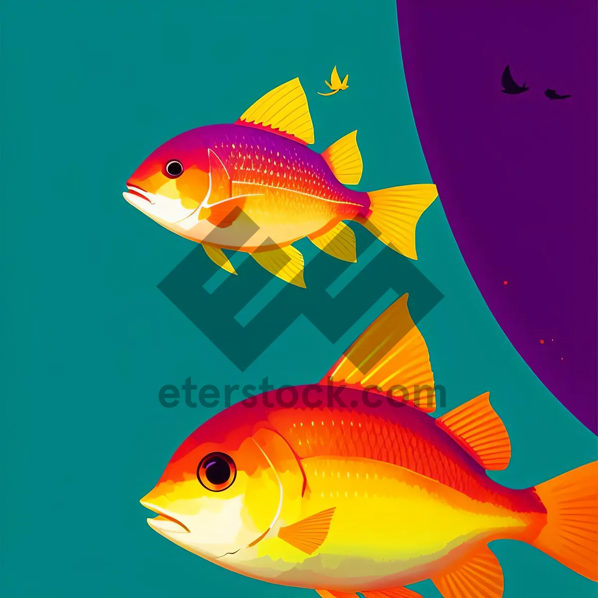 Picture of Golden Fish in Seawater - Aquatic Pet Swimming