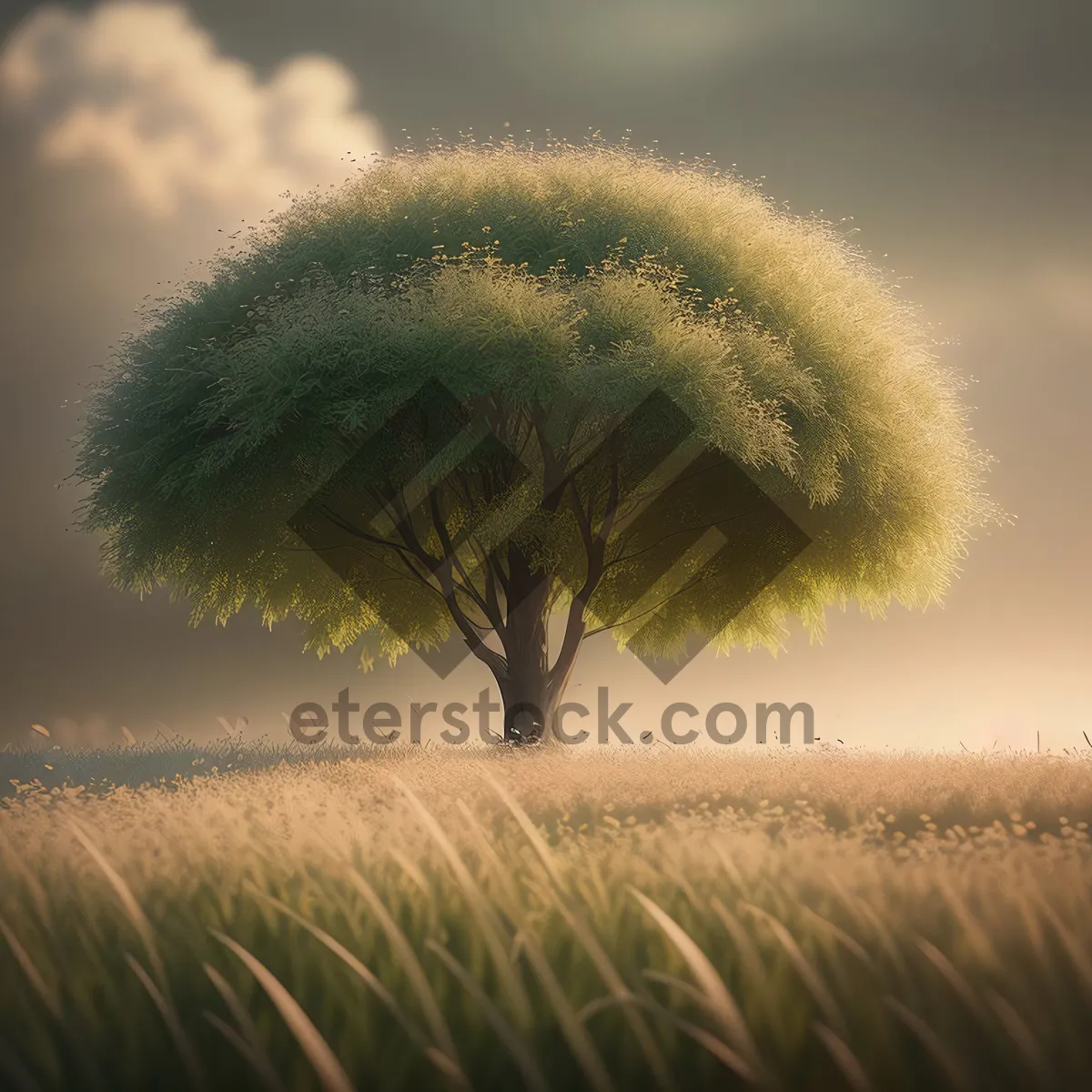 Picture of Sunlit Dandelion Meadow Under Blue Skies