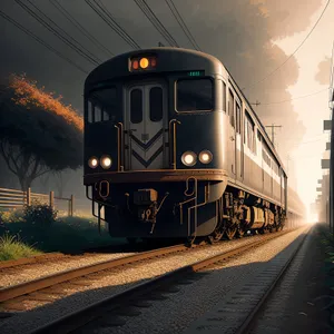 Vintage Electric Locomotive on Railway Tracks