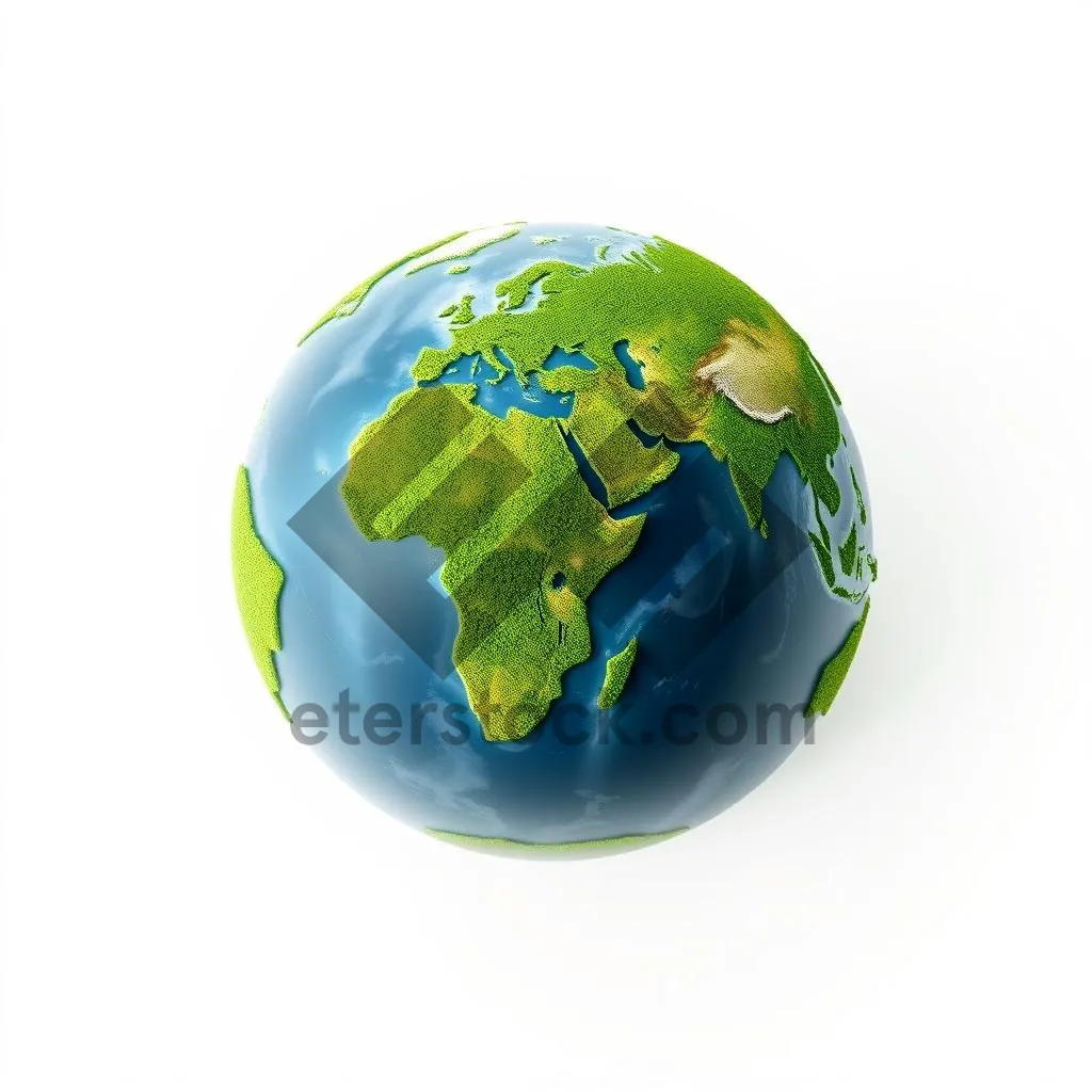 Picture of 3D planet globe icon on glass sphere