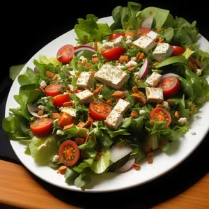 Delicious Healthy Salad with Fresh Vegetables and Grilled Chicken