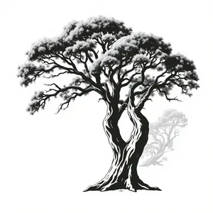 Black floral tree branch silhouette pattern design.