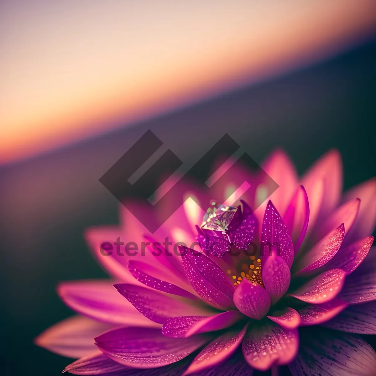 Picture of Blooming Pink Lotus Flower in Garden