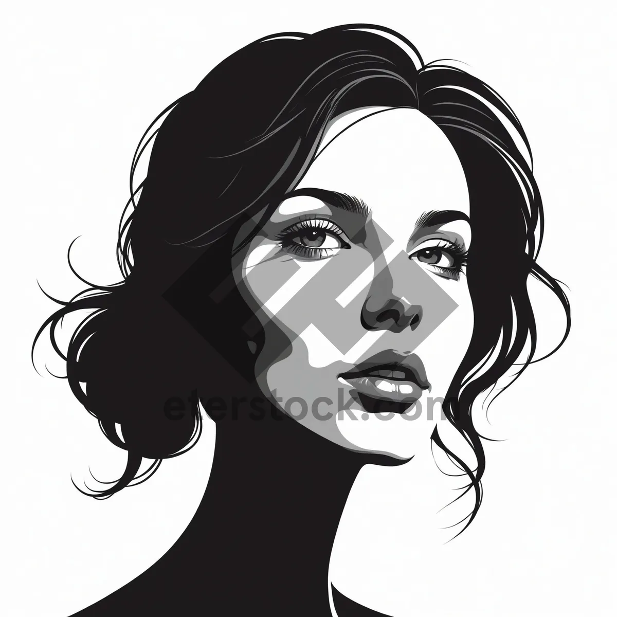 Picture of Cartoon black hair face art haircut