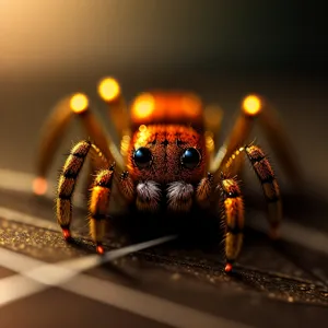 Closeup View of Black Arachnid with Antenna