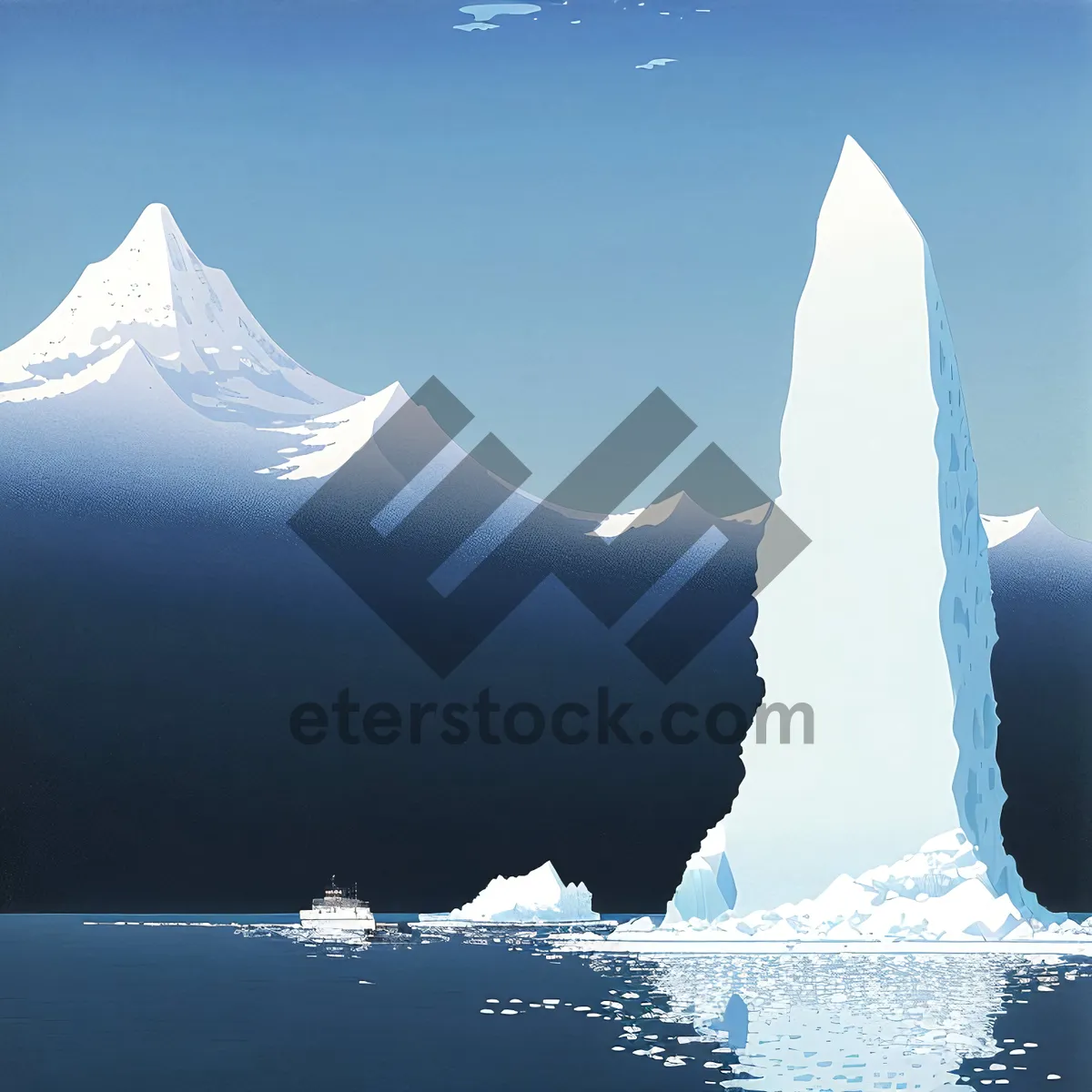 Picture of Frosty glacier landscape under cloudy skies.