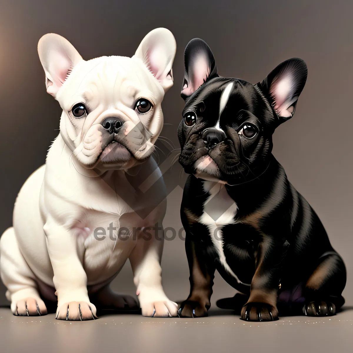 Picture of Cute Bulldog Puppy Sitting with Wrinkles