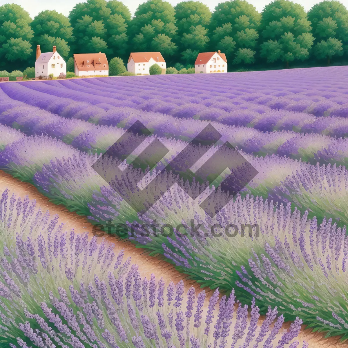 Picture of Lavender Field - Colorful and Serene Countryside View