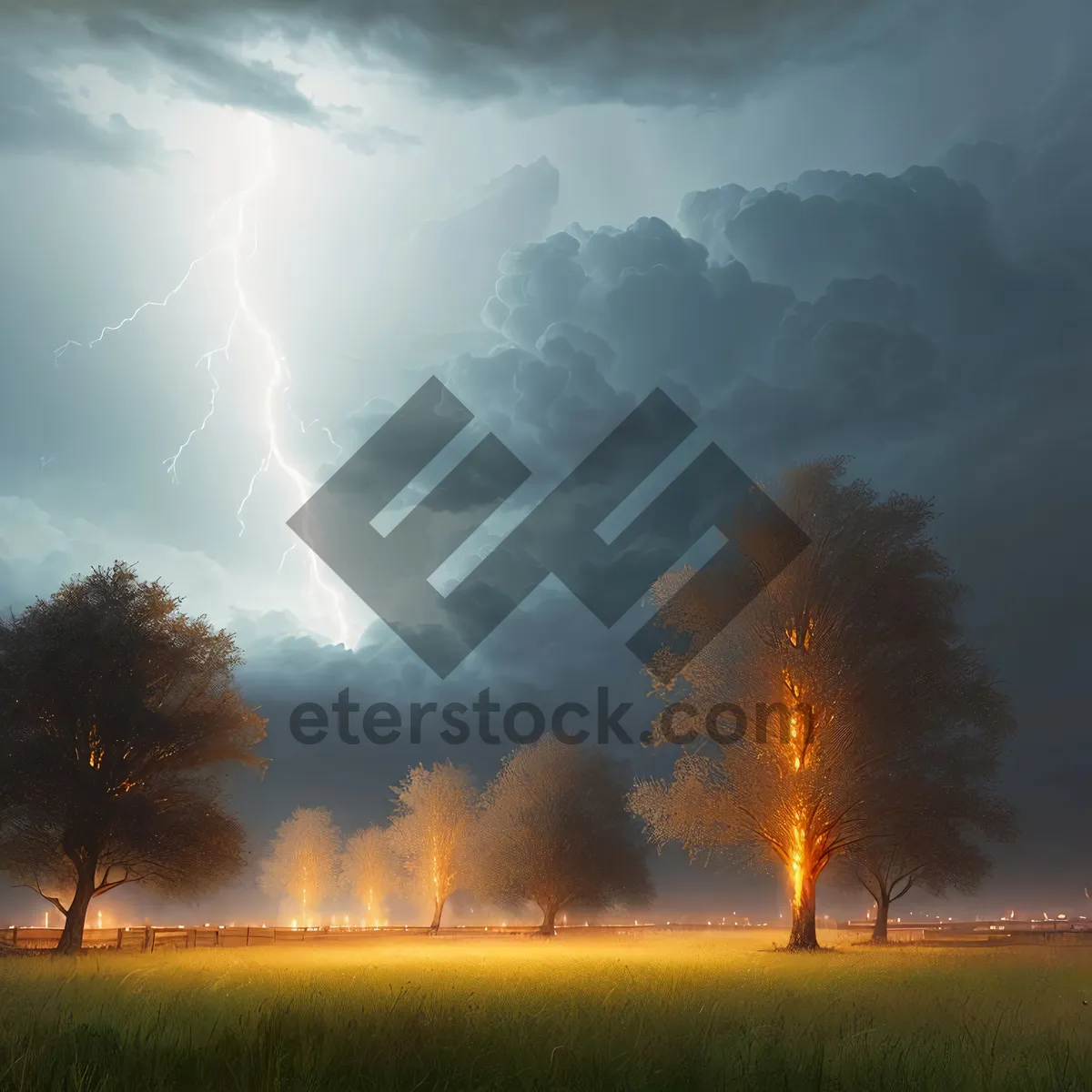 Picture of Golden Summer Sunset over Serene Countryside
