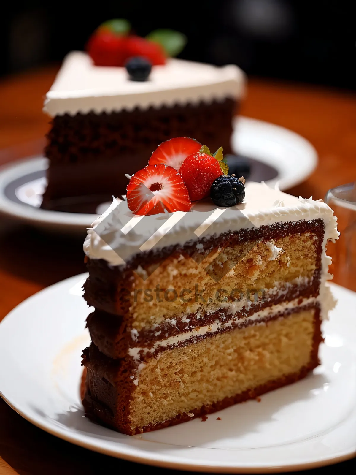 Picture of Delicious Chocolate Berry Slice with Cream