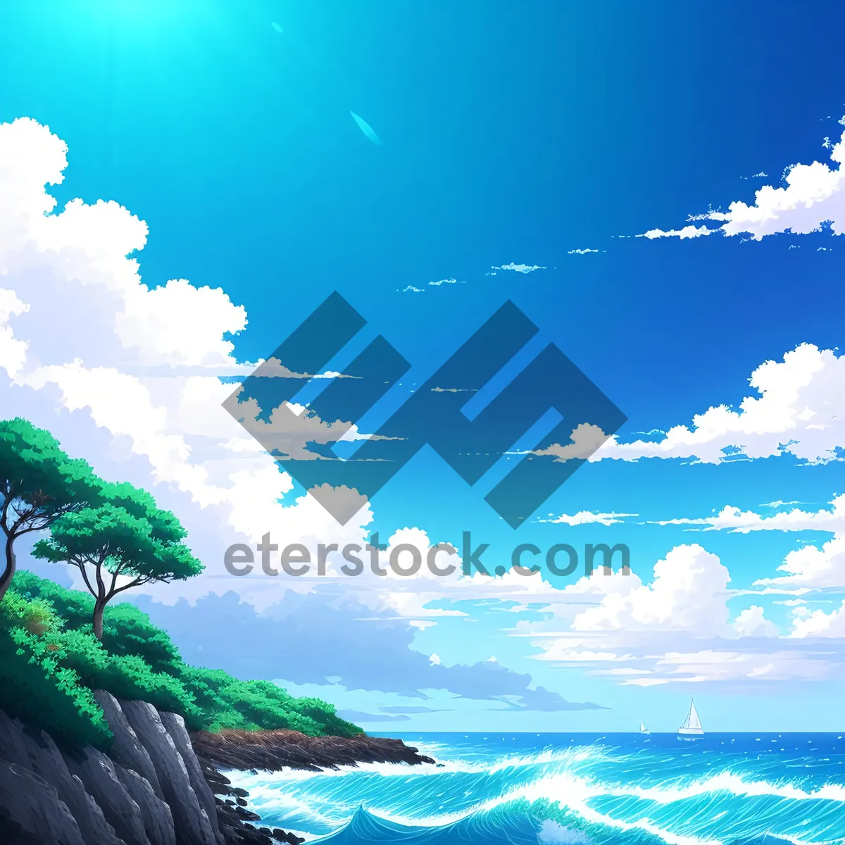 Picture of Tranquil Beach Paradise under Clear Sunny Skies