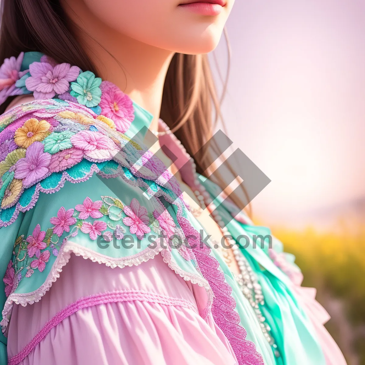 Picture of Smiling Lady Fashionista with Pink Shopping Bags