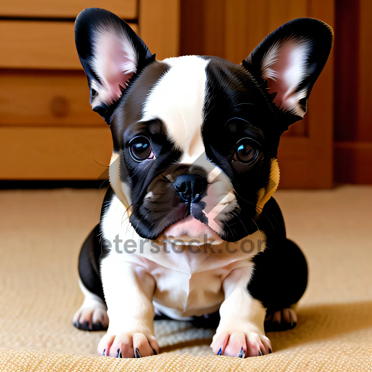 Picture of Portrait of a cute Bulldog puppy sitting gracefully, ready to charm