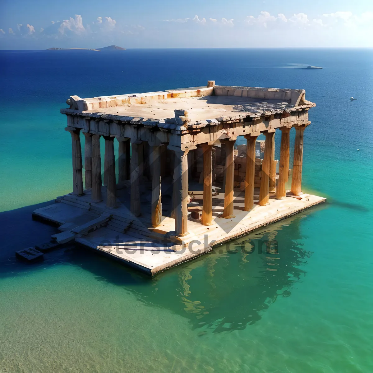Picture of Tropical island paradise with boat dock