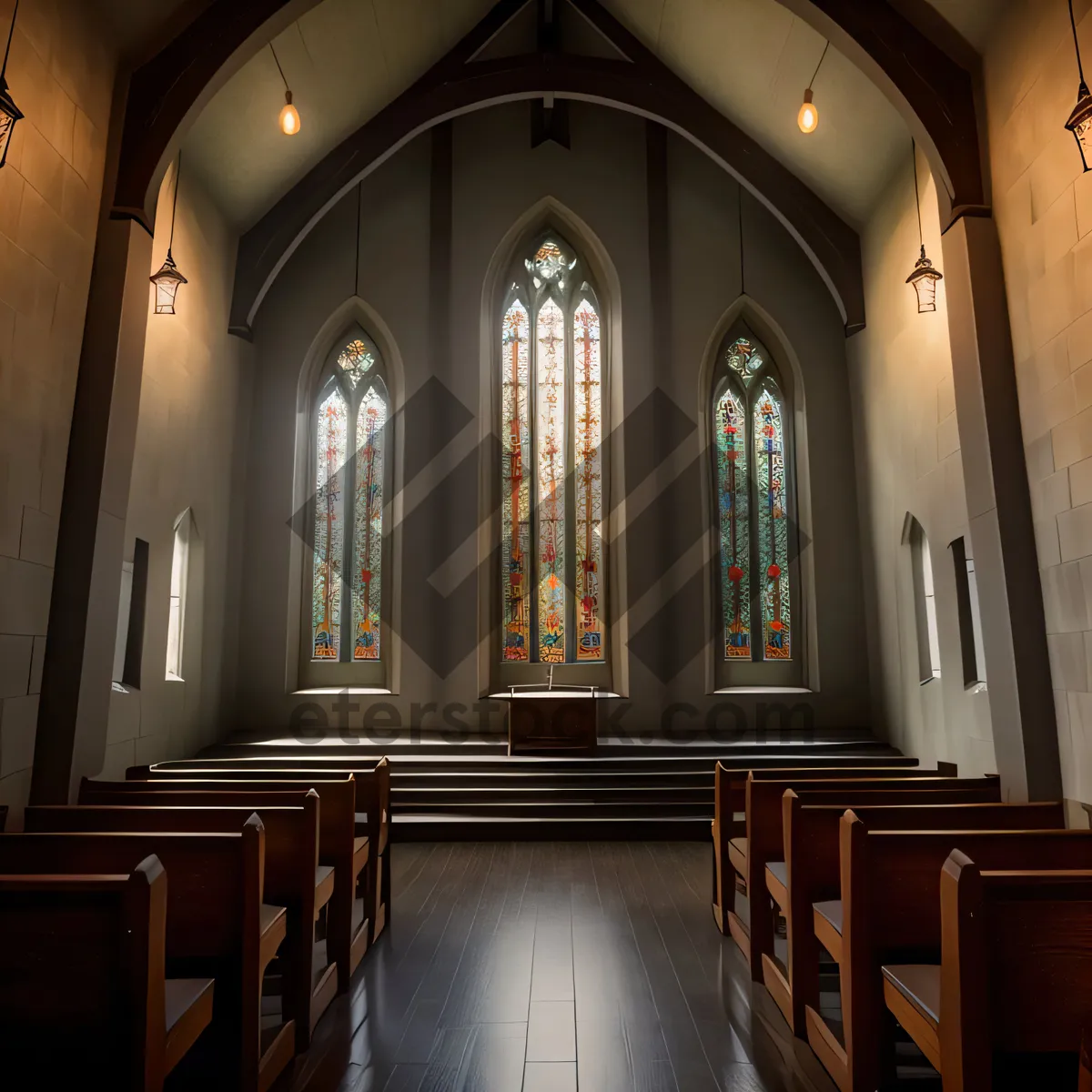 Picture of Graceful Cathedral Interior with Ornate Vaulted Ceiling