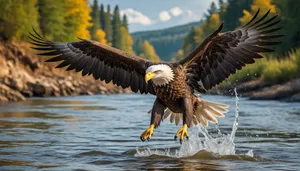 Bald Eagle in Flight with Outstretched Wings