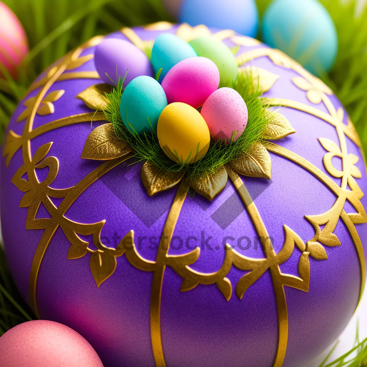 Picture of Festive Easter Egg Decoration in Colorful Sphere