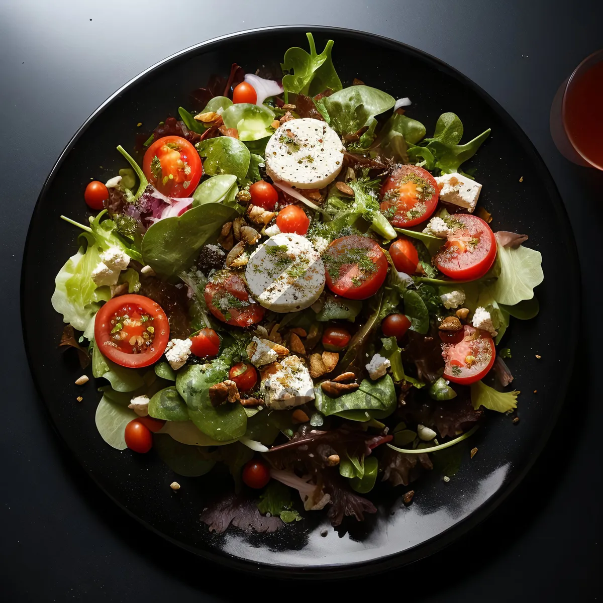 Picture of Delicious vegetable salad with cheese and tomato.