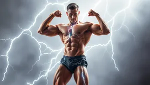 Attractive male fitness model in fashion portrait pose.