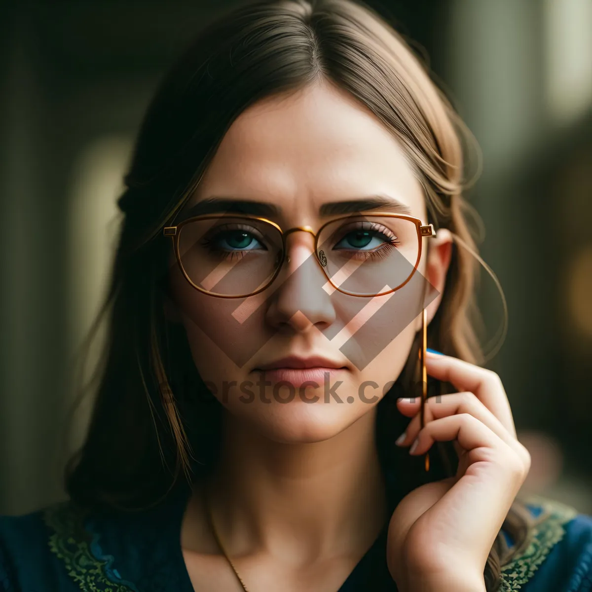 Picture of Friendly brunette lady with a happy smile, talking on the phone.