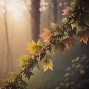 Sunlit Maple Tree in Lush Forest