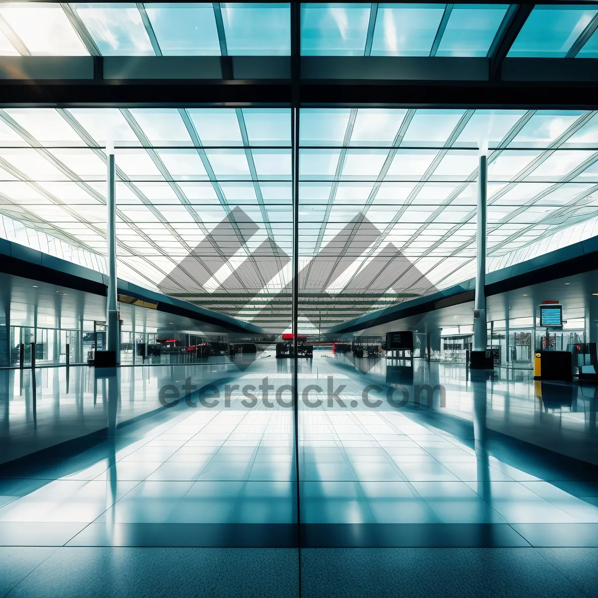 Picture of Urban Futuristic Steel Corridor in Modern Office Building