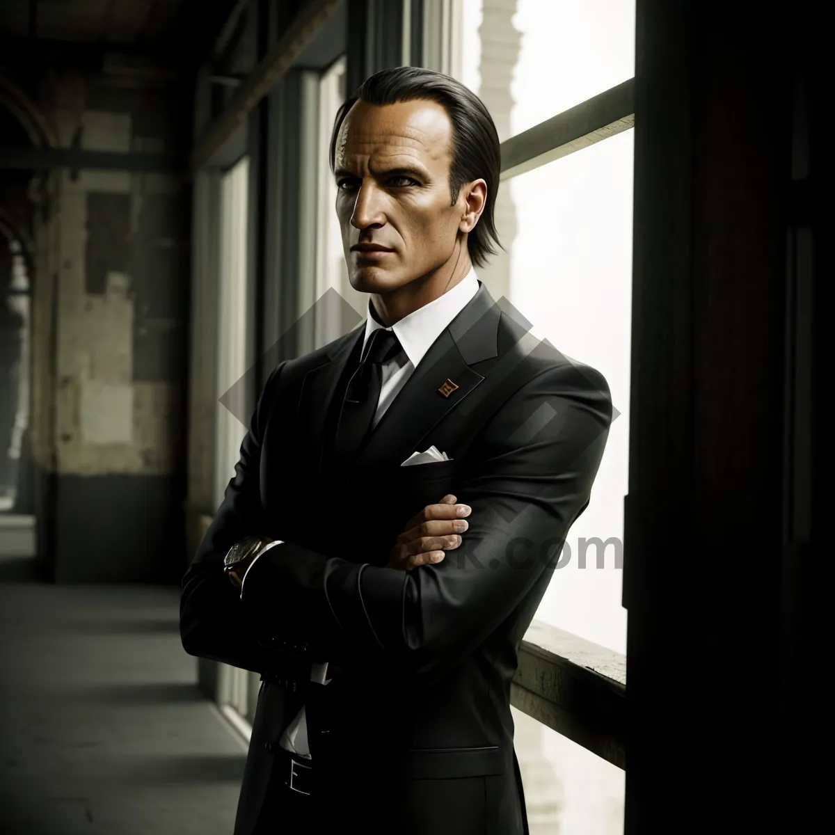 Picture of Successful businessman leading corporate team meeting in office.