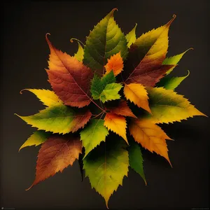 Bright Autumn Maple Leaf in Colorful Foliage