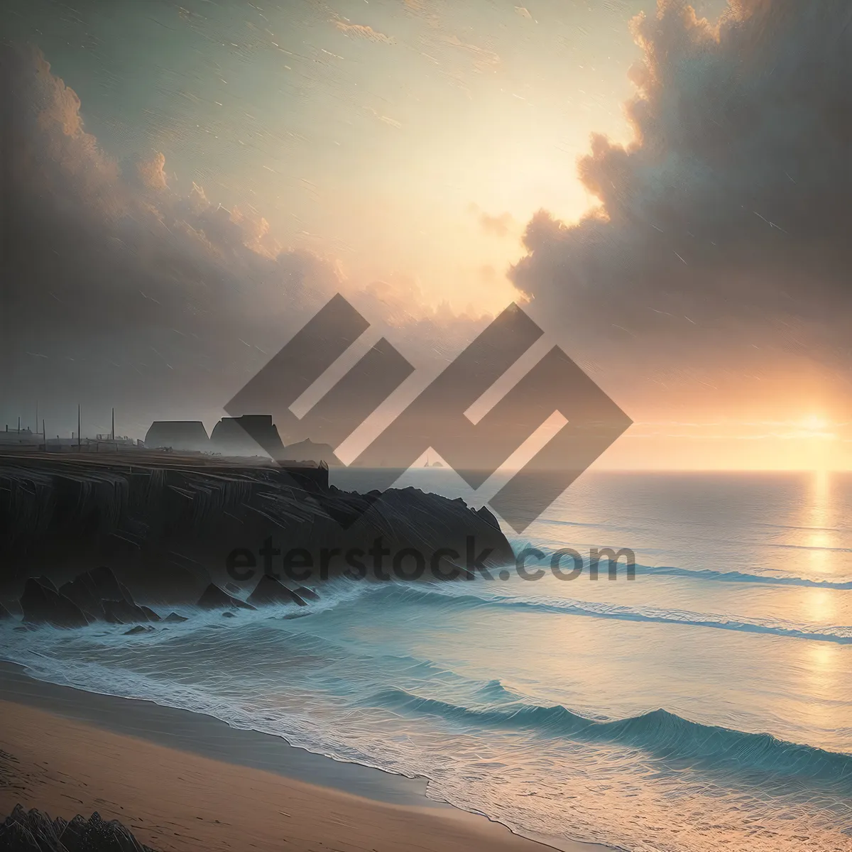 Picture of Scenic Coastal Breakwater at Tropical Paradise Beach