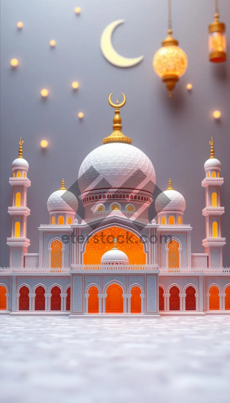 Picture of Golden Orthodox Cathedral with Cross and Dome against Sky