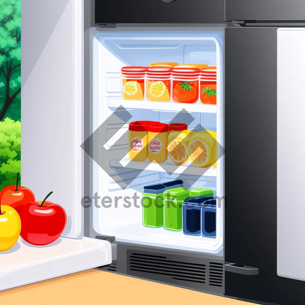 Picture of Modern 3D Refrigerator in Stylish Home