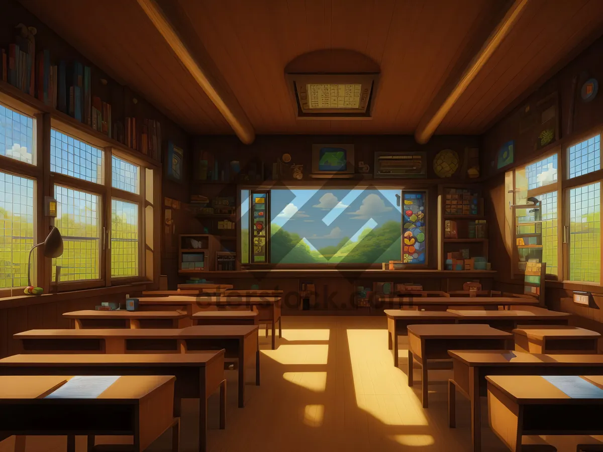 Picture of Modern Wooden Furniture Set in Empty Room