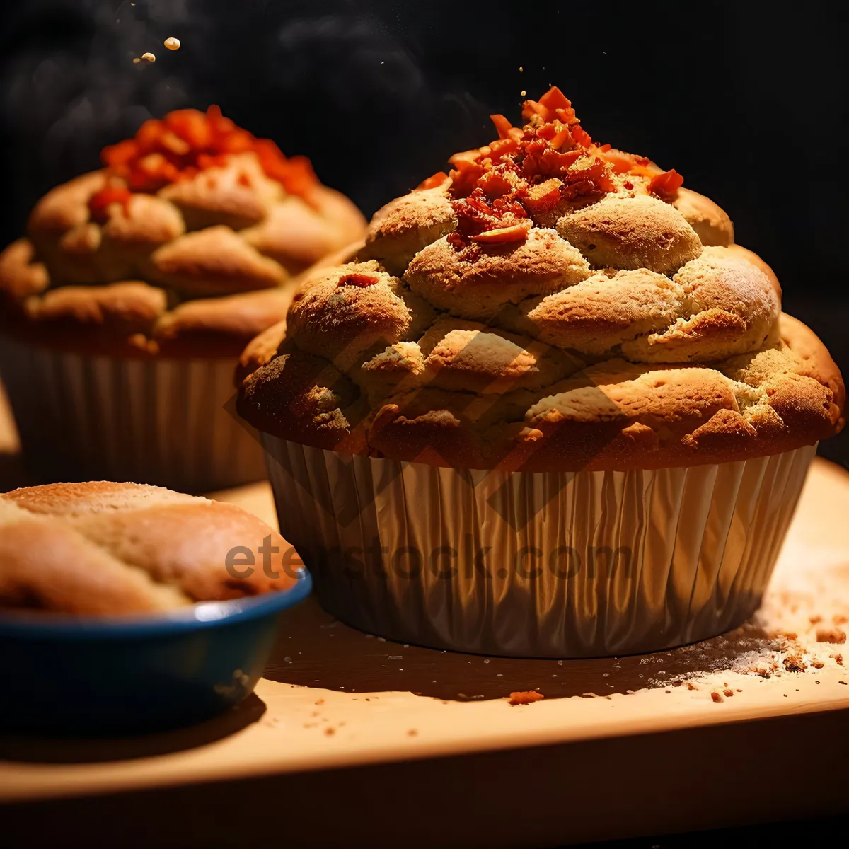 Picture of Sweet Chocolate Cupcake with Icing and Sprinkles.