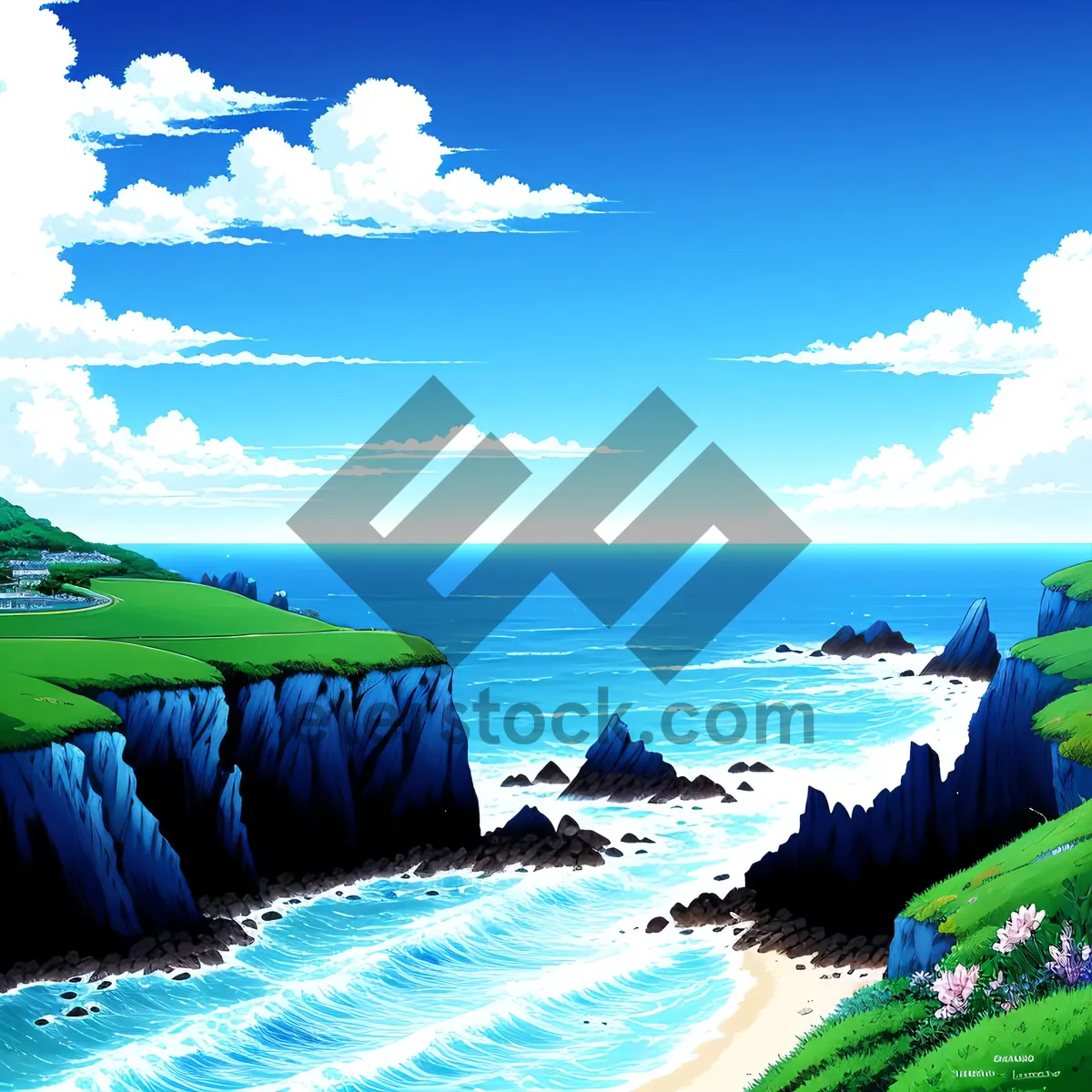 Picture of Sunny Seaside Escape: Beach, Water, and Serene Coastline.