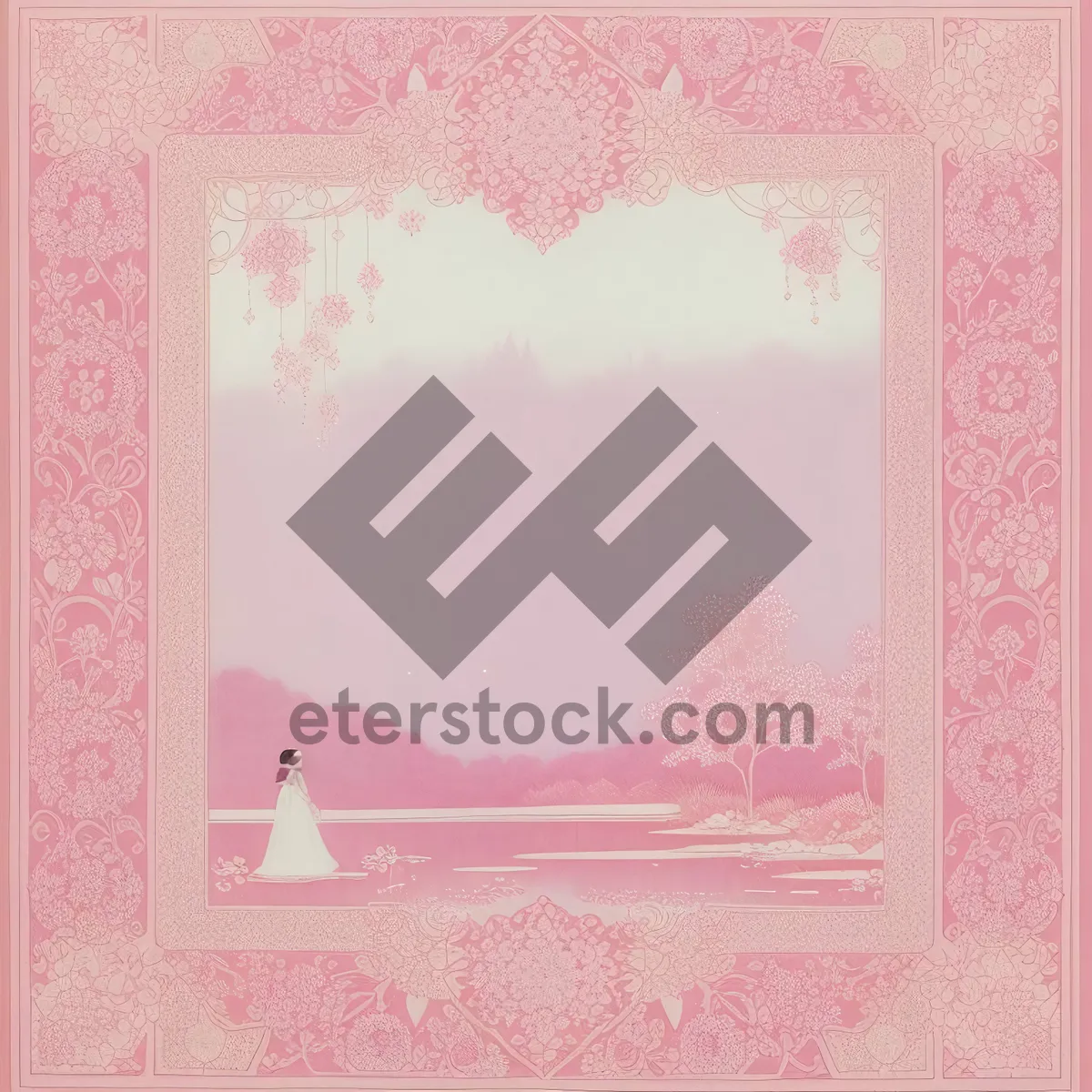 Picture of Vintage Grunge Border Frame with Floral Elements