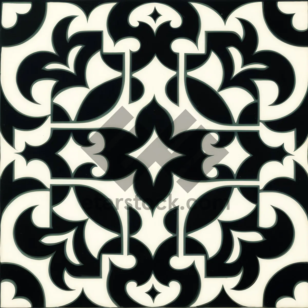 Picture of Black Art Deco Floral Silhouette Pattern Texture