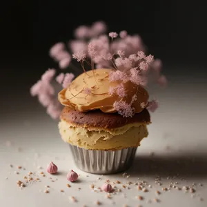 Berry Cupcake with Cream Frosting and Raspberry Icing