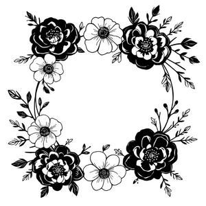 Floral Silhouette Artwork with Vintage Ornate Design