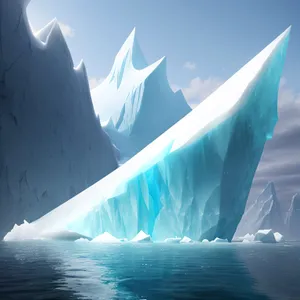 Crystal Blue Seascape with Glacial Iceberg