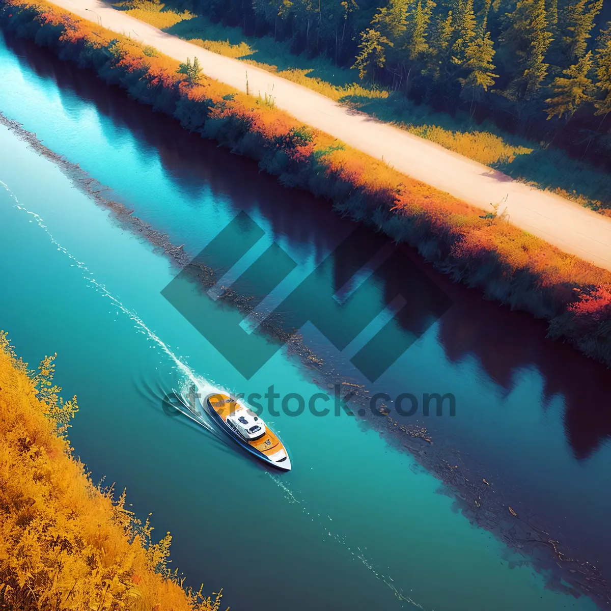 Picture of Serenity at Sunset: Sky, Tree, Sun, Water